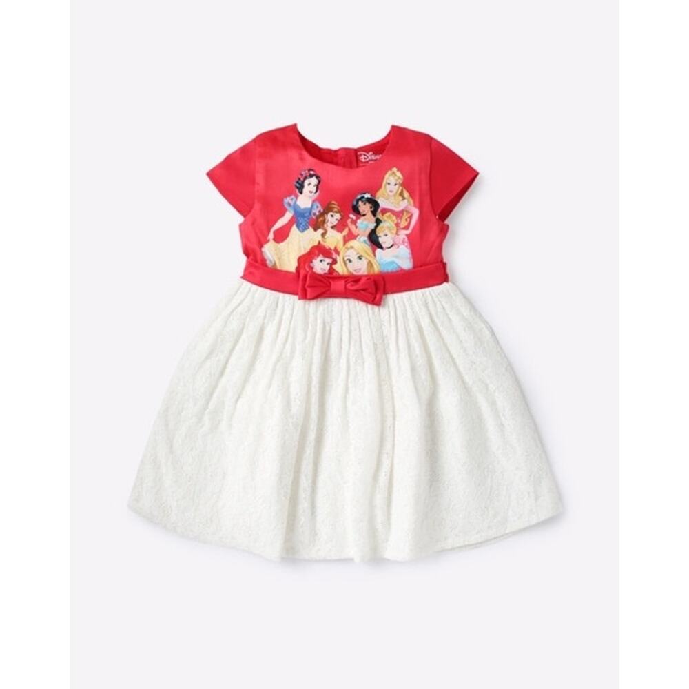 Disney Princess Fit and Flare Dress 2-3Y Red White Bow‎ Character Shop Frendz